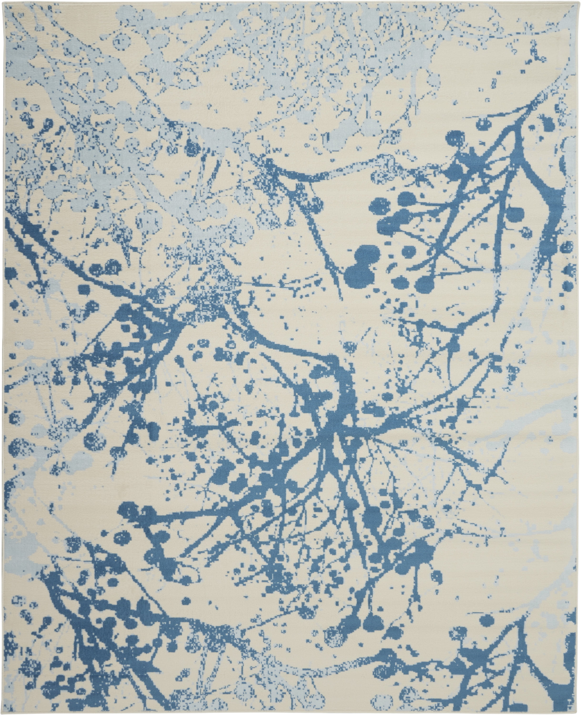 Nourison Bliss Modern Botanical Ivory/Blue 7'10" x 9'10" Area Rug, (8' x 10')