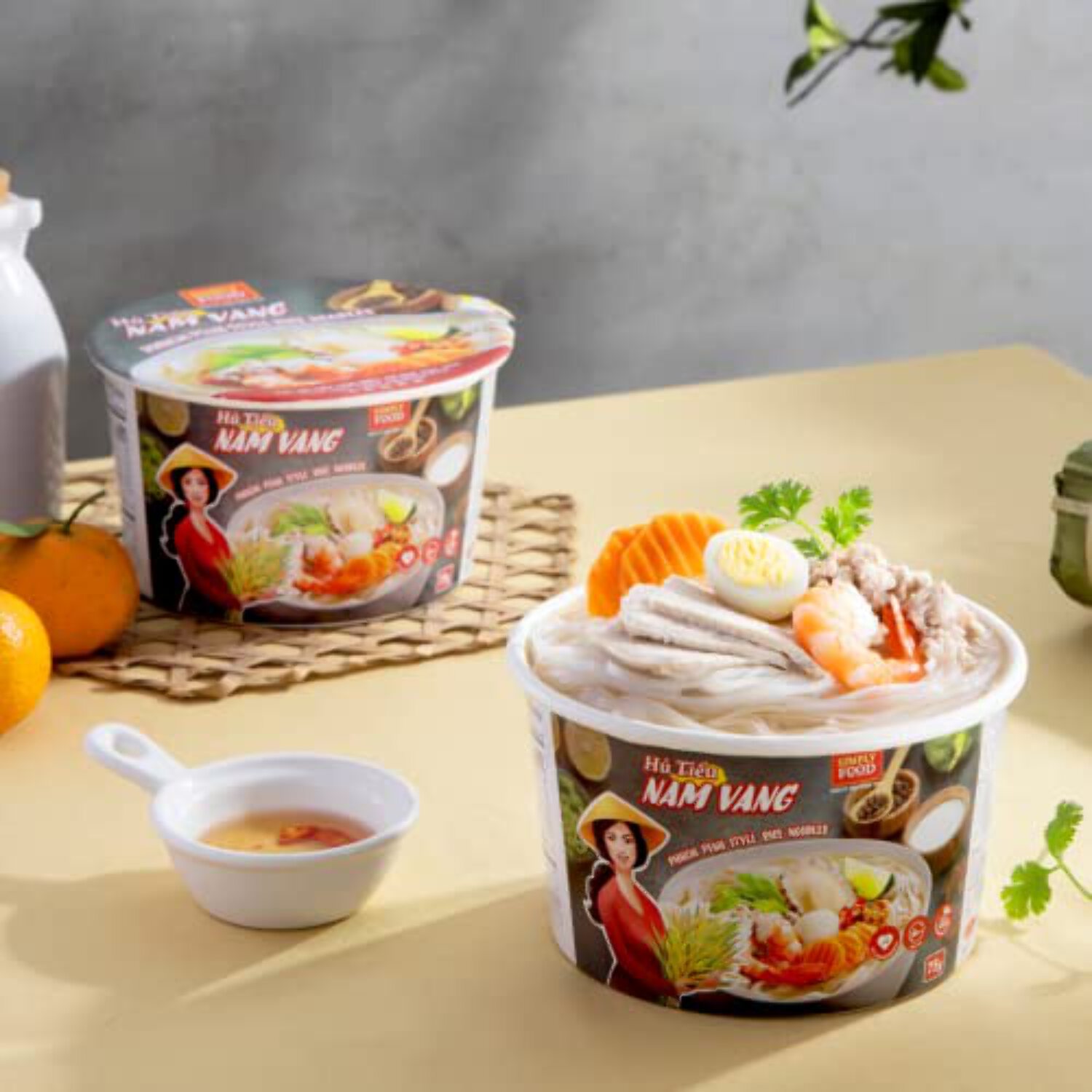 Instant Phnom Penh Rice Noodle (9 Bowls/Box): $1.99 per Bowl (80g), Fork Included by Simply Food