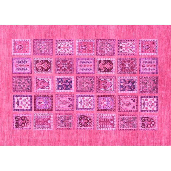 Ahgly Company Indoor Rectangle Abstract Pink Modern Area Rugs, 7' x 10'