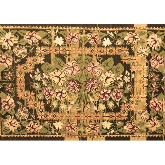 Ahgly Company Indoor Rectangle Medallion Brown French Area Rugs, 2' x 4'