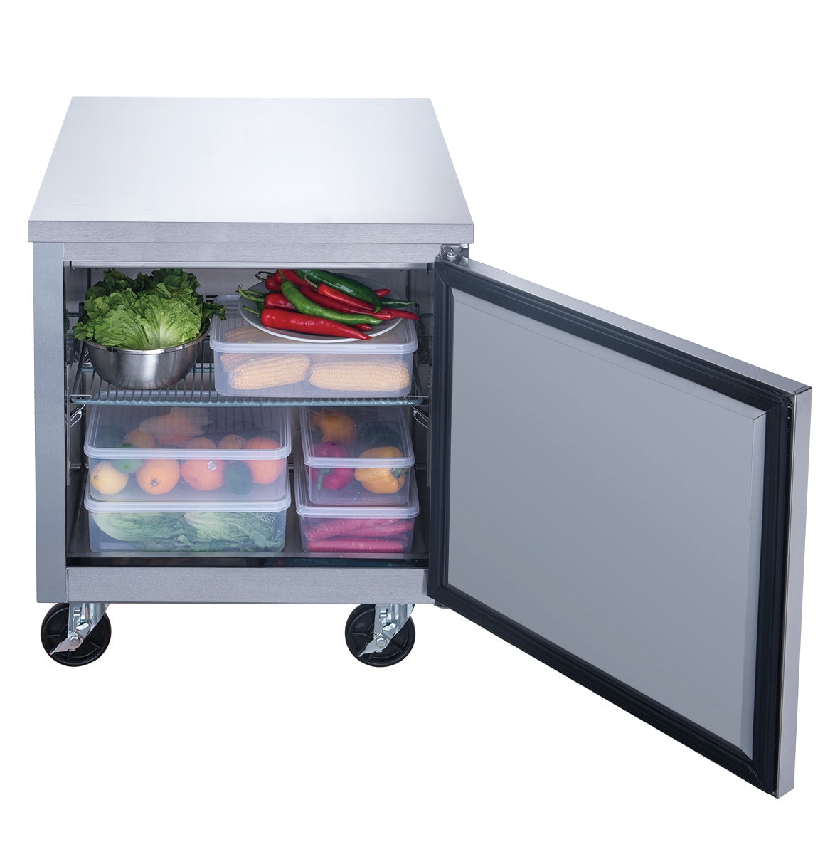 NSF 27 in. Undercounter Refrigerator 6.5 Cu.Ft. Commercial Refrigerator in Stainless Steel, Worktop Single Door Cooler