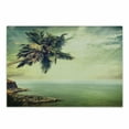 thumbnail image 1 of Hawaiian Cutting Board, Palm Tree Rocky Shore Caribbean Mist Traveling Resort Scenic, Decorative Tempered Glass Cutting and Serving Board, Small Size, Almond Green Pale Yellow, by Ambesonne, 1 of 1