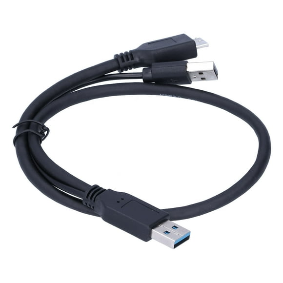 Peahefy Câble de Disque Dur Mobile, Câble de Données d'Alimentation USB-A vers USB 2.0 + Micro B Y Type Mâle à Mâle pour Disque Dur Mobile Noir, Câble de Données d'Alimentation
