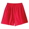 thumbnail image 5 of Linen Shorts for Women, Audhol Women's Summer Linen High Waisted Casual Thin Wide Leg Shorts Shorts for Women Red S, 5 of 5