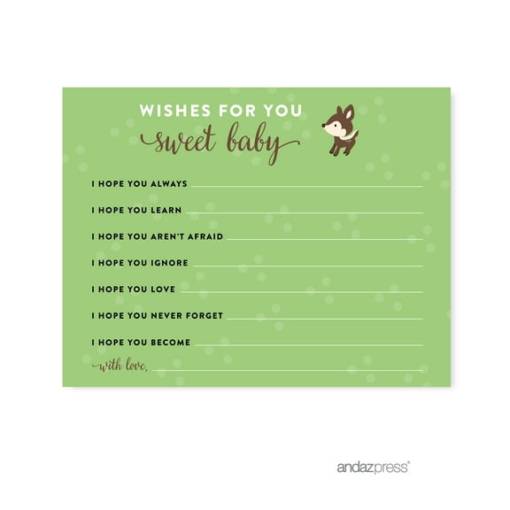 Wishes For Baby  Woodland Animals Deer Baby Shower Games , 20-Pack