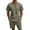 Army Green, variant on Men's 2 Pieces Linen Set Notch Collar Tracksuit Short Sleeve T-Shirts and Short Sports Outfits