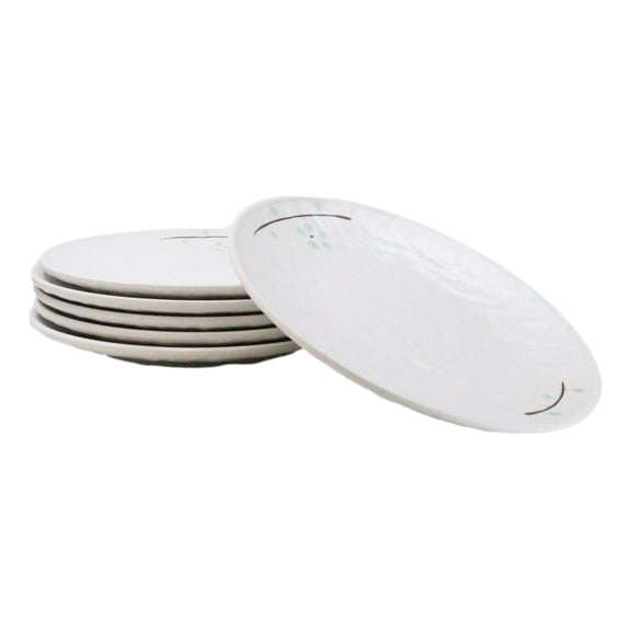 Set Of 6 Modern Yukino Hana Snowflakes Melamine Round Entree Dinner Plates 9"D