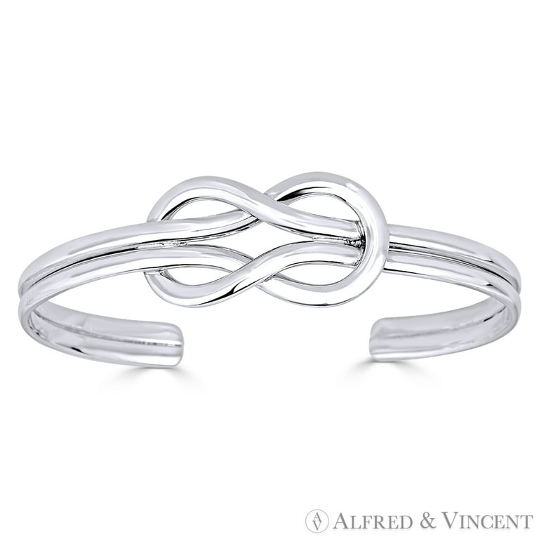 Sterling Silver Sailor's Love Knot Design Cuff Bangle Bracelet Sterling Silver Sailor's Love Knot Design Cuff Bangle Bracelet