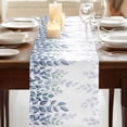 thumbnail image 3 of Table Runners 90 Inches Long Dress Scarves, Spring Blue Eucalyptus Farmhouse Coffee/Dining/Kitchen Table Runner for Living Room, Botanical Green Leaf Country 13x90 Inch, 3 of 9