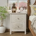 thumbnail image 6 of COZAYH Farmhouse Fully-Assembled Nightstand with 2-Drawer, Flower Motif End Table for Small Spaces, French Country, Modern, Distressed Finish, White-Washed, 6 of 9