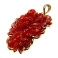 thumbnail image 2 of Genuine natural carved red coral pendant enhancer solid 14k yellow gold, 2 of 6