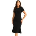 thumbnail image 1 of Vestido de trabajo vintage para mujer Vestidos ajustados de sirena de manga corta Negro XL, 1 of 5