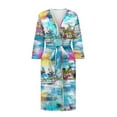 thumbnail image 3 of Yuyamidu Coconut Tree Womens Robes Lightweight Long Nightgown Blue Robe Seaside Bathrobe for Women Sexy Long Sleeves Sleepwear Pajamas Size 2XL Hawaii Dressing Gown, 3 of 7