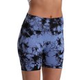 thumbnail image 5 of SWSMCLT Women's Biker Yoga Shorts Summer High Waist Booty Short Leggings Pants Tie Dye Pastel Tummy Control Running Gym Workout Athletic Shorts Butt Lifting Ruched Blue1 Large, 5 of 5