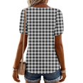 thumbnail image 4 of CIENVNSTG Plaid Tops for Women V Neck Short Sleeve Loose Tops Summer Casual Plaid Printed Tunic Shirts Daily Work Blouses Business Top Clear L, 4 of 6
