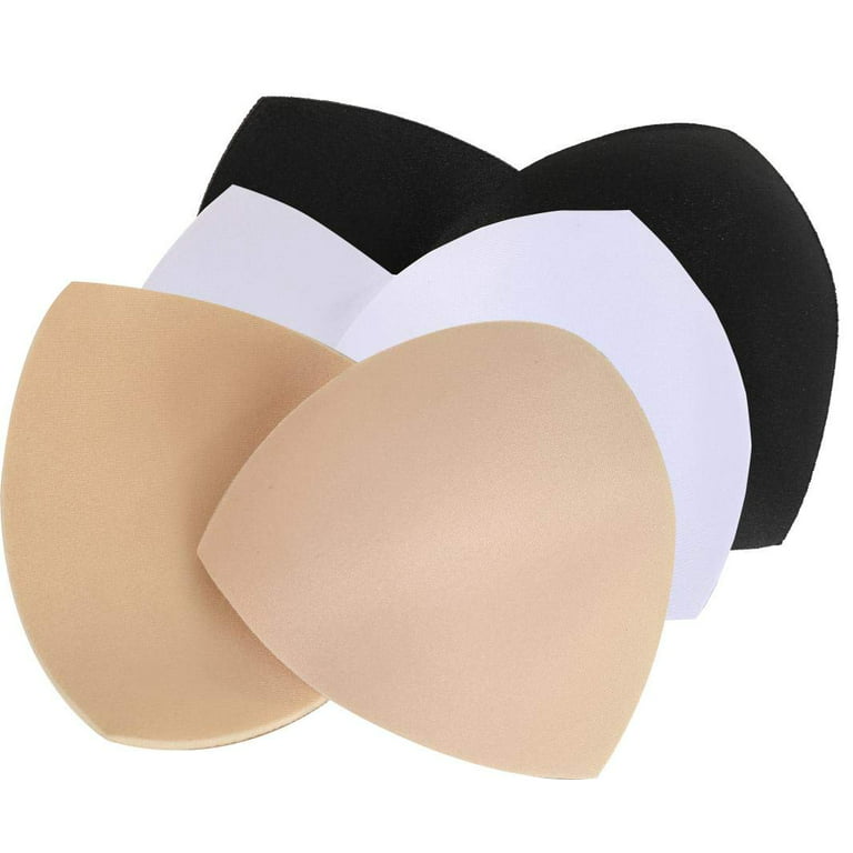 3 Pairs Bra Pads Inserts Bra Cups Inserts Removable Breast Enhancers（Black,  White, Skin-Color） 