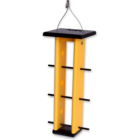 Amish-Made Hanging Finch Feeder, Eco-Friendly Poly Lumber Black/Lemon Yellow