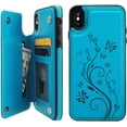 thumbnail image 1 of Compatible for iPhone 6 Wallet Case with Card Holder, Embossed Butterfly Premium PU Leather Double Magnetic Buttons Flip Shockproof Protective Case Cover for iPhone, 1 of 6
