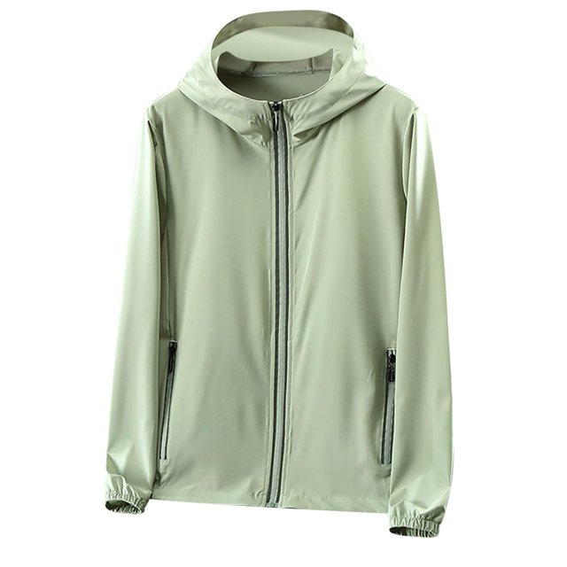 Weiqiqre Mens Lightweight Running Jacket Sun Protection Top Solid Color Long Sleeved Hooded Top