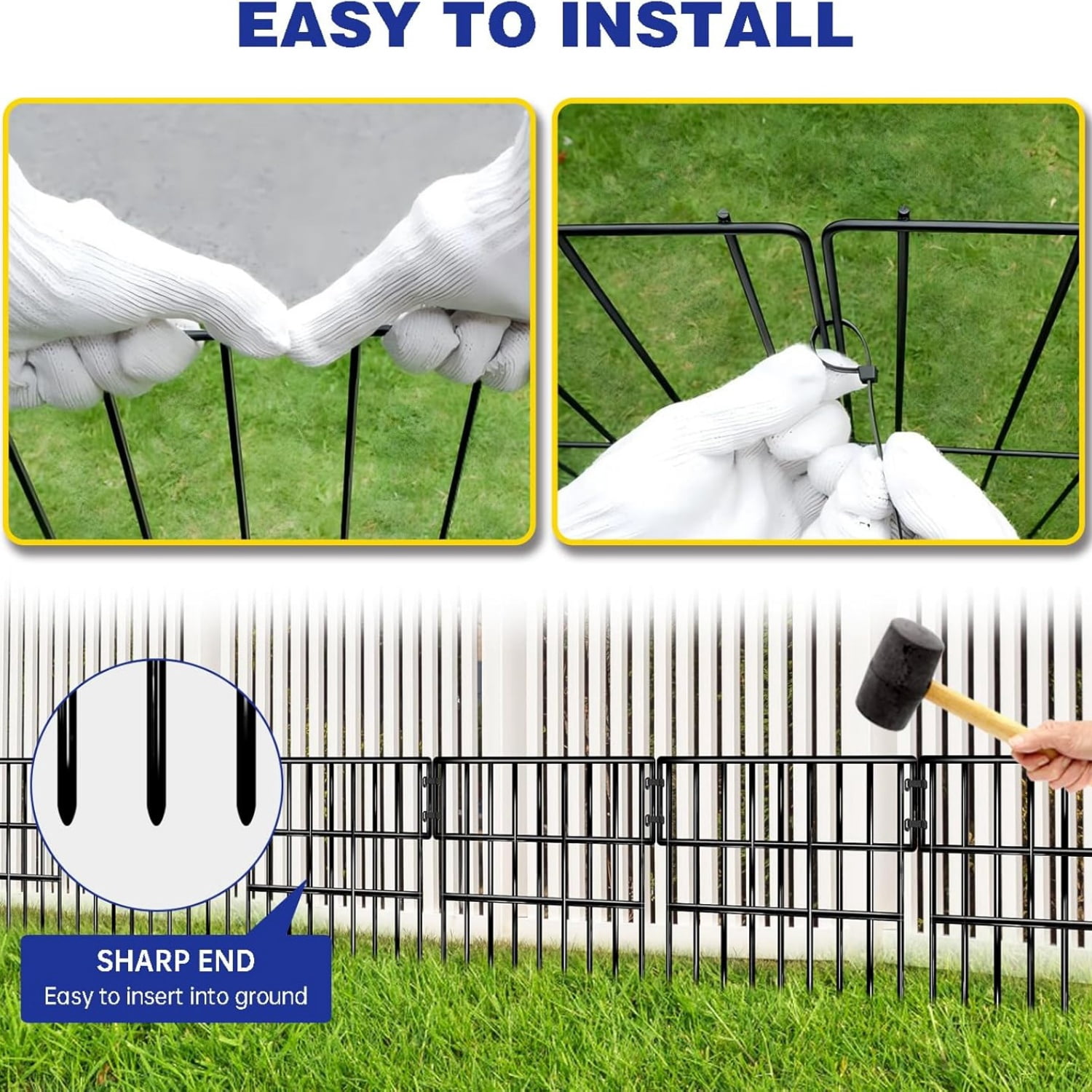 25 Panels Animal Barrier Fence, 27 Ft(L) X 13 in(H) No Dig Garden Edging Border for Yard, Anti Digging Defense Barrier, Metal Outdoor Decorative Garden Fences for Dogs, Rabbits