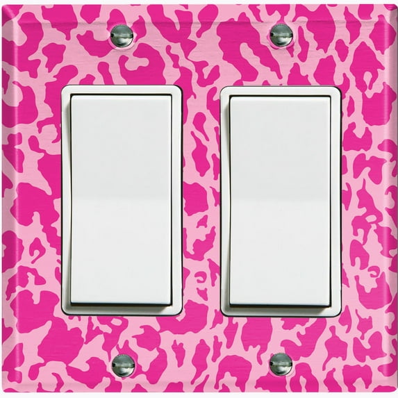 Metal Light Switch Plate Outlet Cover (Pink Leopard LEO001)