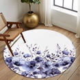 thumbnail image 2 of Round Rug 5Ft Washable Non-Slip, Purple Blooms Floral Circle Area Rugs for Living Room Bedroom, Farmhouse Spring Flowers Botanical Indoor Floor Mats Carpet Runner for Home Decor Aesthetic, 2 of 8