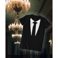thumbnail image 4 of Printed Suit and Tie Tuxedo Shirts for MenFunny Wedding Bachelor Party Halloween Costume Mens Tux Shirt XXX-Large Black, 4 of 5