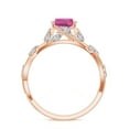 thumbnail image 3 of Vine Art Leaf Style Moissanite Ring Oval Shaped Pink Tourmaline Engagement Ring in Sterling Silver/ Rose Gold Plated Engraved Promise Wedding Band Ring October Birthstone Jewelry, Ring Size 9, 3 of 8