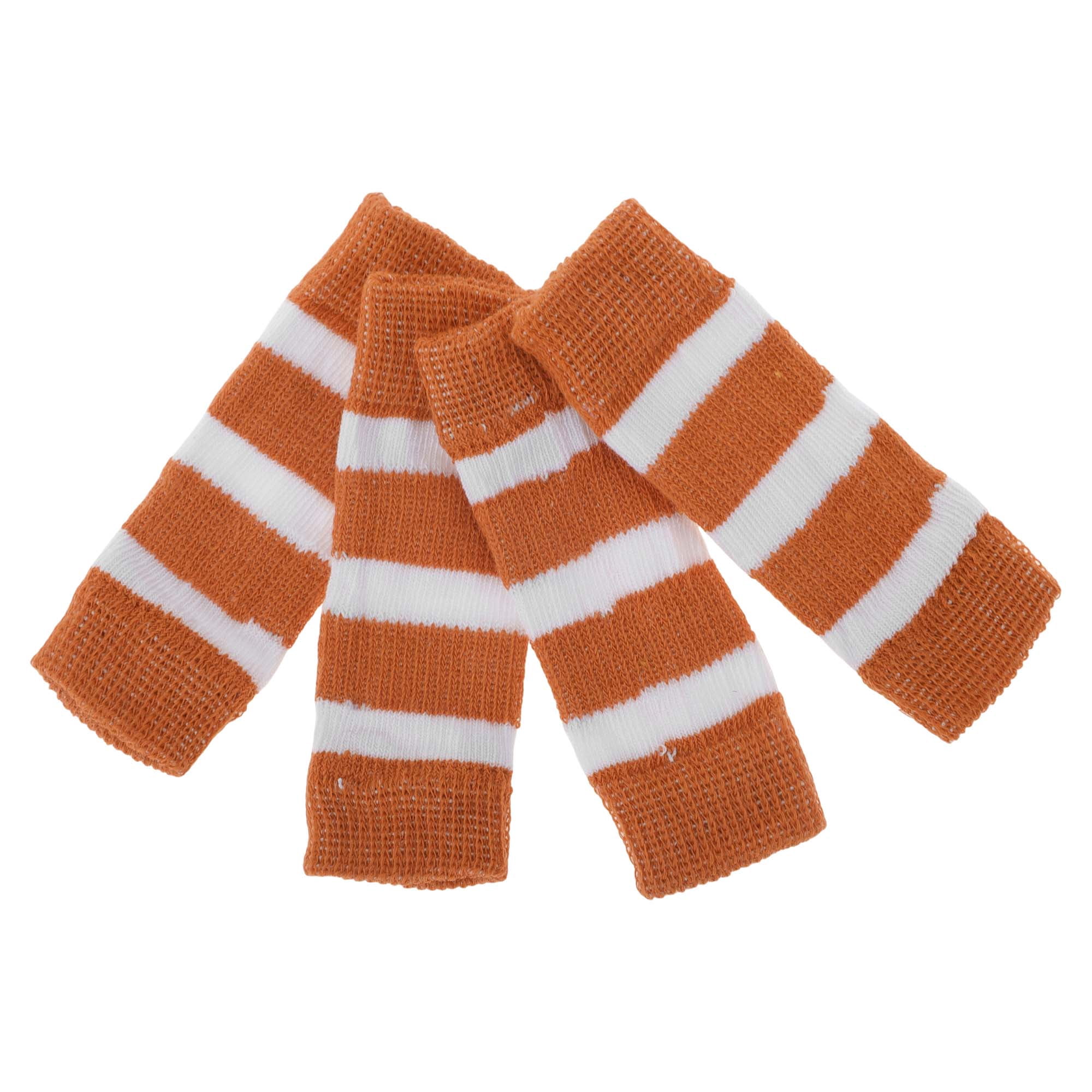 Unique Bargains Pack of 4 Dog Soft Knitted Socks Joint Protection Orange White L