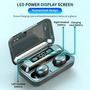 TWS Bluetooth 5.0 Wireless Earbuds Bluetooth Earphones with Mic 5D Stereo Earphones IPX7 Earphones With Charging Box Power Bank Black
