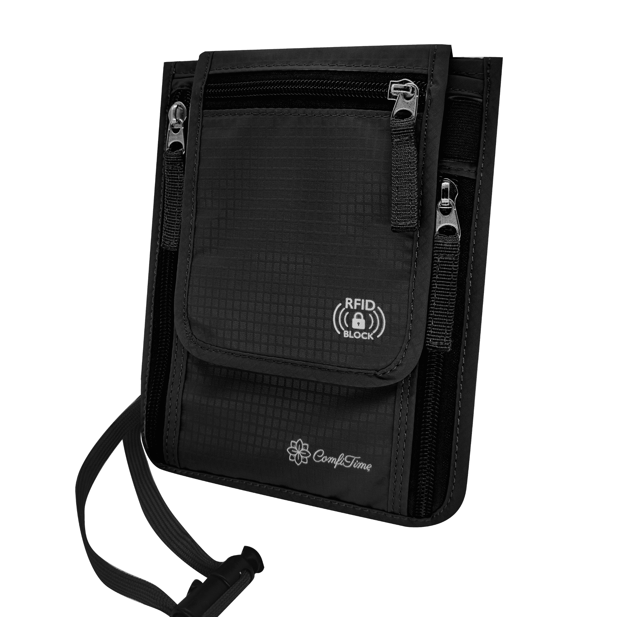 ComfiTime Passport Holder Neck Wallet - RFID Travel Wallet for Men, Women & Family, Anti Pickpocket Neck Crossbody Waist Pouch for Cruise, Gym, Hiking & Everyday Use, Lightweight Hidden Money Belt