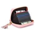 thumbnail image 4 of HAWEE RFID Credit Card Wallet for Women Accordion Genuine Leather 15 Slots Case Card Holder Tassel Pendant, Pink, 4 of 6