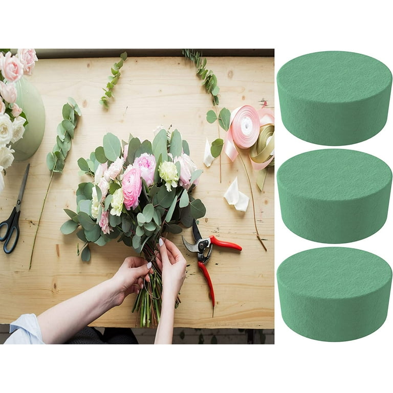 Casewin 12 Pcs Round Floral Foam Blocks for Fresh and Artificial Flowers,  Dry & Wet Green Flower Foam for Flower Arrangements and Florist