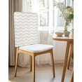 thumbnail image 2 of nqOlkjepod Cream Moire Chair Covers Set of 6, Decorative Chair Back Cover, Water Ripple Stripe Farmhouse Dining Room Chair Slipcovers Removable Chair Protectors Covers for Party Banquet, 2 of 7