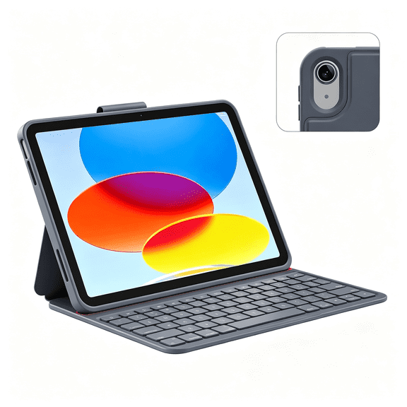 KUMEE Case with Keyboard Compatible for Ipad 10Th Generation & 11Th (A16, 2025): Bluetooth Wireless Magnetic Stand Rechargeable Keyboard with Pencil Holder (Grey)