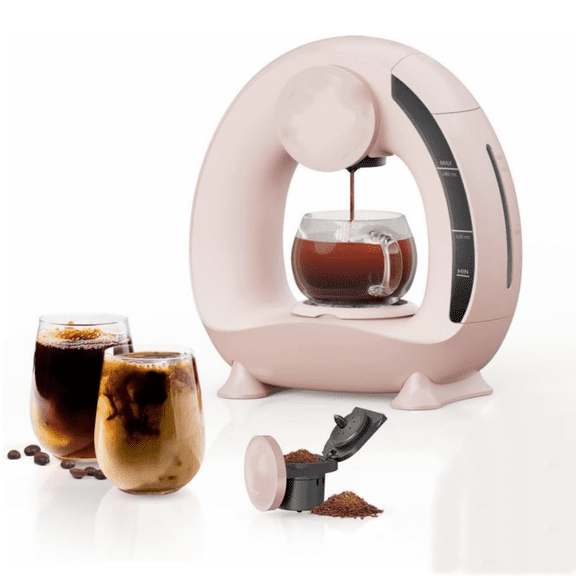 Pink Single Serve Coffee Maker For KCup/Ground Coffee, MINI Q Modern 2 in 1 Coffee hine Personal Mini One Cup Coffee Maker/Tea Brewer With Filter&Adapter,