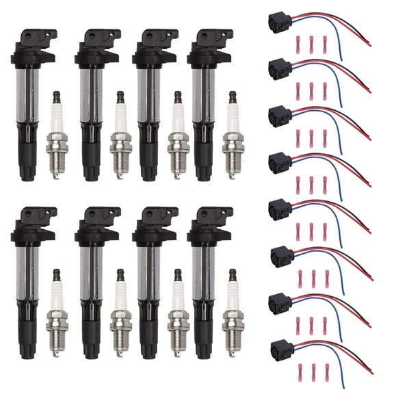 Set of 8 ISA Ignition Coil & 8 Spark Plug & 8 Ignition Coil Connector Compatible with 2001-2006 BMW 325Ci 325i 325xi 330Ci X5 X3 Z4 V8 l6 2.5L 3.0L 4.4L 4.6L Replacement For UF515, UF522