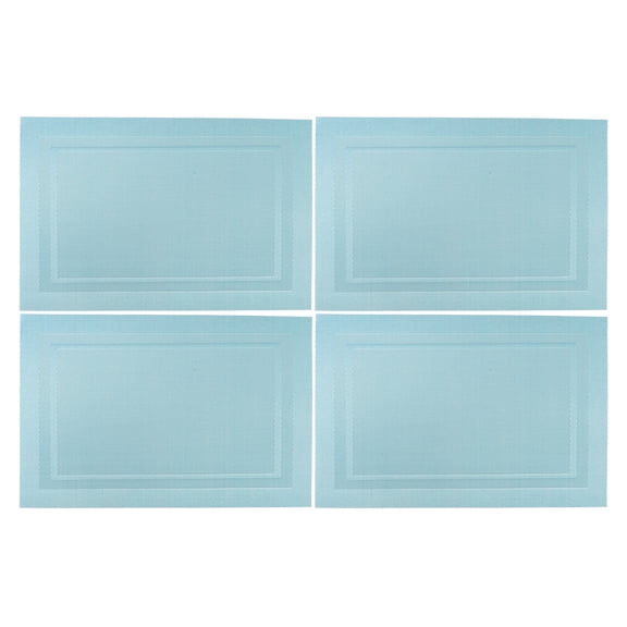 Unique Bargains 4 Pcs Double Frame Pattern Placemats PET Place Mats for Kitchen Table Washable Table Mats Lake Blue
