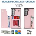 thumbnail image 3 of Nalacover Zipper Wallet Case for Samsung Galaxy S22, Luxury PU Leather Crossbody Lanyard Shoulder Strap Magnetic RFID Blocking Cover with Kickstand Card Slots Holder Shockproof Case,Pink, 3 of 10