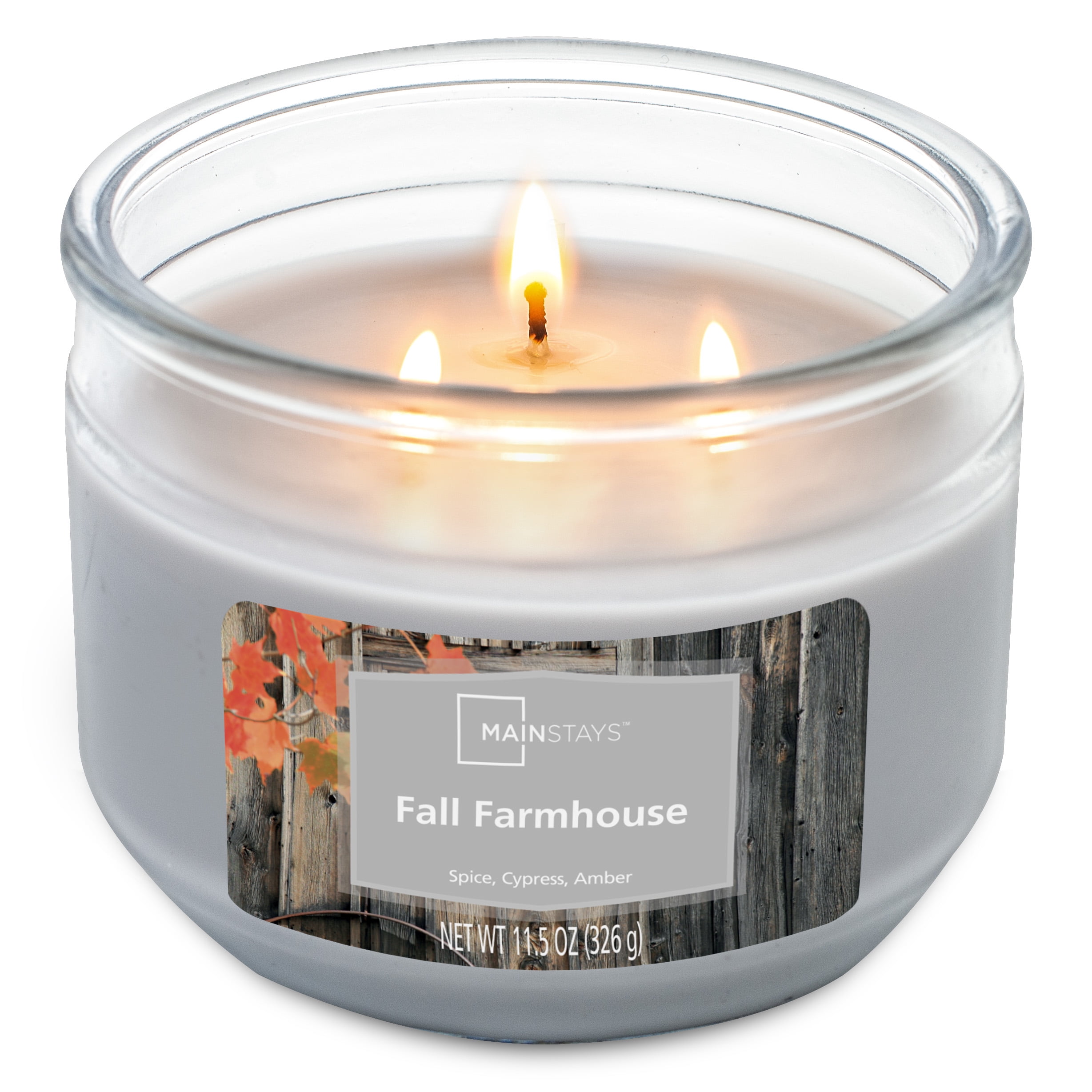 Mainstays Fall Farmhouse 3 Wick Candle, 11.5 oz
