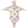 thumbnail image 2 of Wearable Blanket with Sleeves and Pocket Oversized Hooded Sweatshirt 3-14 YR Colorful Bow Pattern S, 2 of 7
