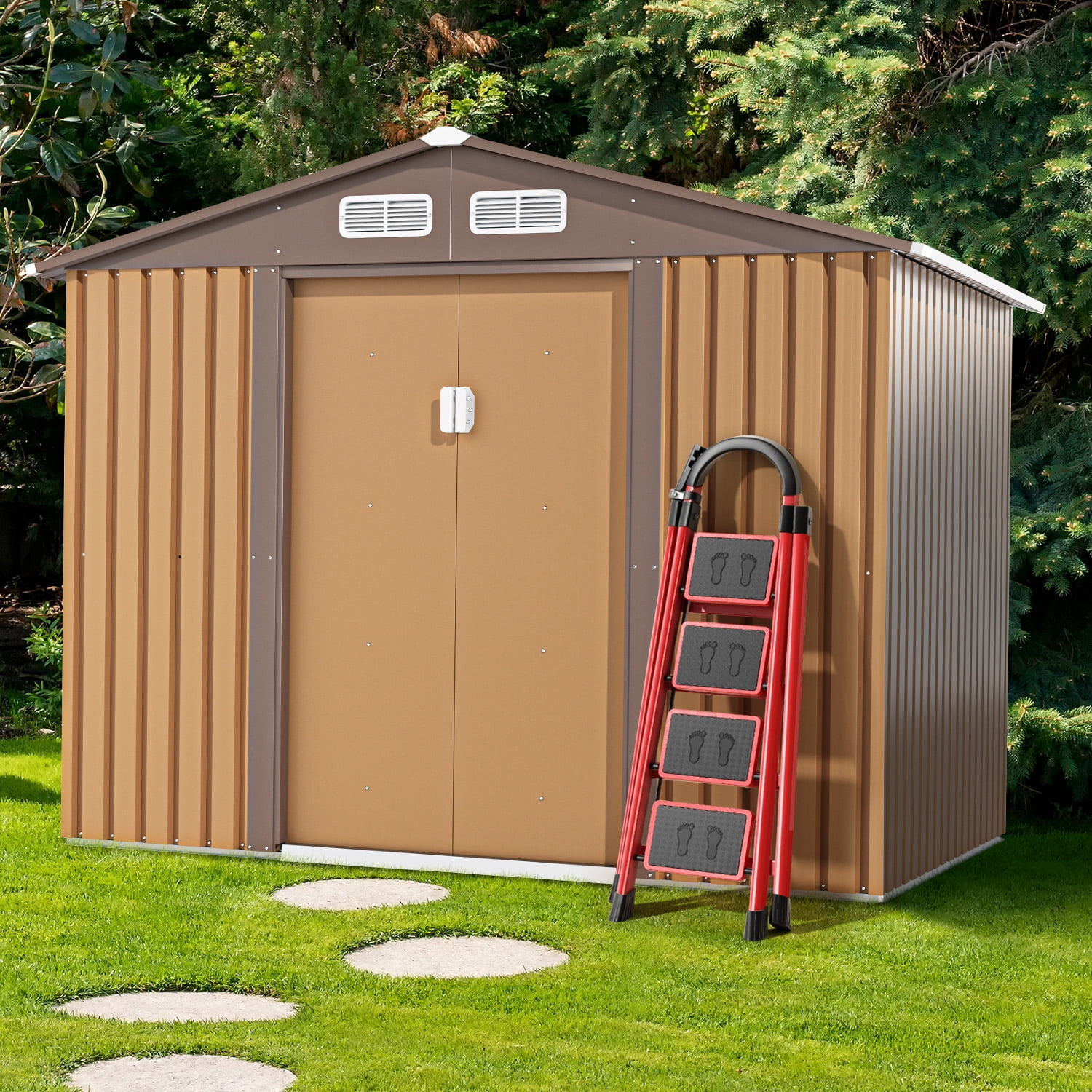 Jaxpety 8 x 6 Large Outdoor Storage Shed Galvanized Mauritius Ubuy