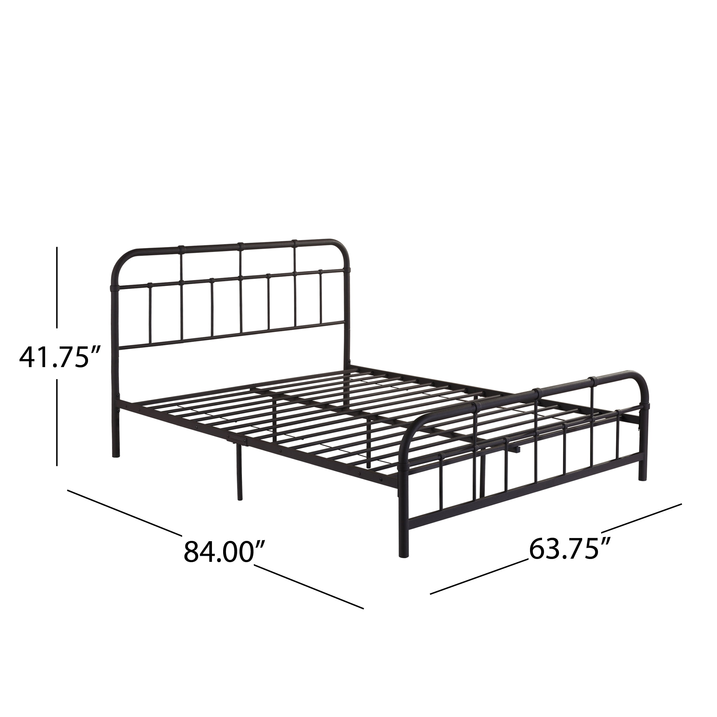 Noble House Khari Industrial Queen-Size Iron Minimal Bed Frame, Hammered Copper