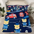 thumbnail image 2 of Castle Fairy Cartoon Bear Firefighter Twin Sheet Sets,Kawaii Fire Truck Bedding, 2 of 7