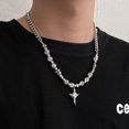 thumbnail image 5 of Collares con colgante de púas de estrella punk, joyería de fiesta, gargantilla con cuentas de cristal, cadena de bolas translúcida, collar con cuentas, estrella cruzada, 5 of 5