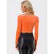 thumbnail image 4 of Disfraz de navidad Top corto de terciopelo con hombros descubiertos y manga larga para mujer Naranja XS, 4 of 6