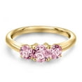 thumbnail image 3 of Gem Stone King 10K Yellow Gold Pink Lab Grown Diamond Engagement Ring for Women | 1.00 Cttw | Round 5MM | Gemstone April Birthstone | Size 5, 3 of 6