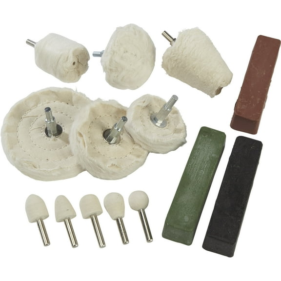 Klutch 14-Pc. Stainless Steel Polishing Kit, Drill-Mounted Buffing and Finishing Set