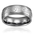 thumbnail image 2 of Mens Wedding Band in Stainless Steel 8MM Classic Domed Ring with Carved Florentine Design, 2 of 4