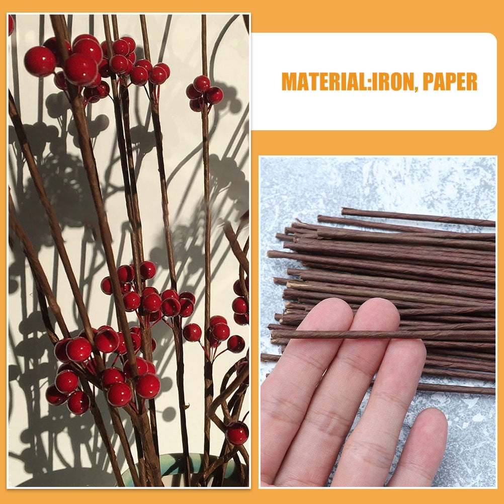 Masteelf 50pcs Paper Wrapped Floral Wire Stems for Artificial Flower Arrangements, Rose Stems, Wedding Decor, Craft Projects Supplies